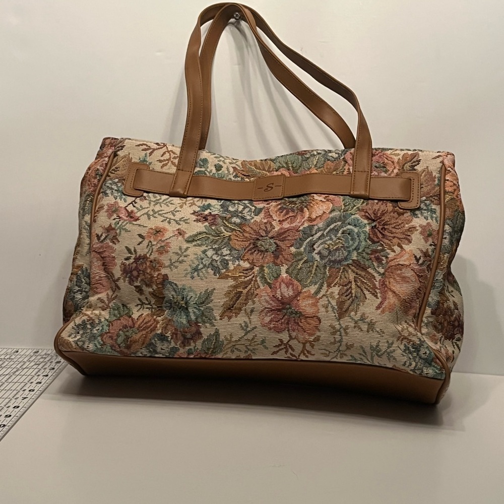 ALDOLFO Simply Style; Boho Floral Tapestry Tote Bag; 3 section interior